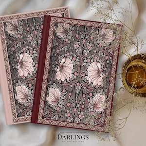 William Morris Pimpernel Journal Art Nouveau Floral Notebook Vintage Flower Journal Burgundy & Pink Journal Antique Rose Journal