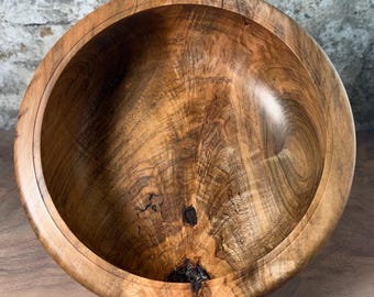 Cuenco de arce ambrosía veteado – Cuenco de madera artesanal torneado a mano de 23 x 23 x 9 cm / Recipiente único de herencia / Cerrado con tonos cálidos