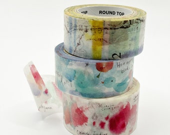 Liang Feng Washi Tape | Watercolour Masking Tape | Bird watercolour illustrations | Round Top Masking Tape for journal and planner