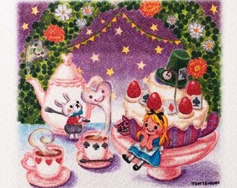 Alice's Tea Party | TONTENKAN Colour Pencil Illustrations | TONTENKAN Postcard