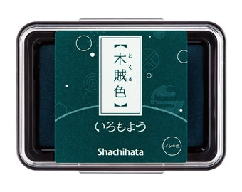 Shachihata Iromoyo Stamp Ink Pad | Dark Green Ink Pad | Oil-based Stamp Ink