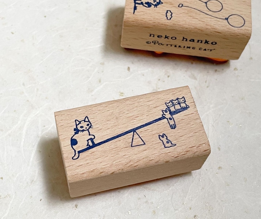 Balance | Rubber Stamp | Seesaw Rubber Stamp | Pottering Cat Rubber ...