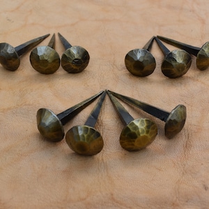 vintage hand forged blacksmith Nails brass polish Iron Furniture Nails 10 Pcs