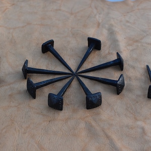 vintage hand forged Nails blacksmith wrought Iron solid Furniture Nails 10 Pcs