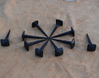 vintage hand forged Nails blacksmith wrought Iron solid Furniture Nails 10 Pcs