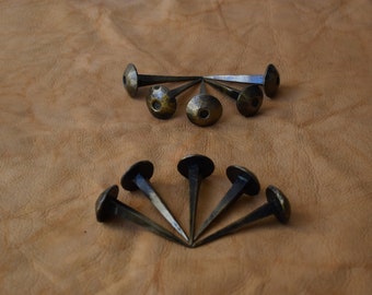 vintage hand forged Nails blacksmith Iron Brass Polish Furniture Nails 10 Pcs