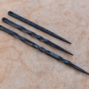 3pcs iron handmade spike hand forged blacksmith Hair pin / fid spiral sailing tool
