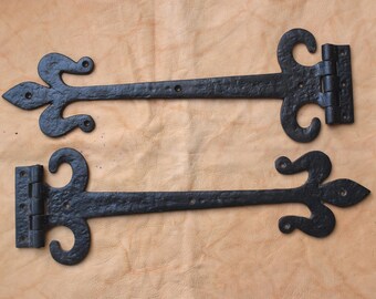 Grande cancello in ghisa stile vintage, stile fattoria, con cerniere verniciate di nero, 2 pezzi