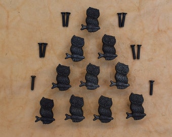 Vintage Cast Iron Knob Owl shape Door Drawer handle cupboard knobs Pulls 10 pcs