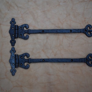 2 pcs iron door gate hinges handmade cast iron head burn rusty vintage hinges
