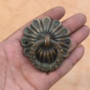 Vintage messing bloemen deur ladeknop trekpoort handvat keukenbeslag rustiek