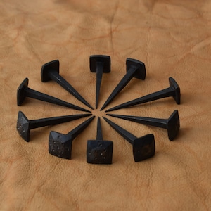vintage hand forged Nails blacksmith wrought Iron solid Furniture Nails 10 Pcs