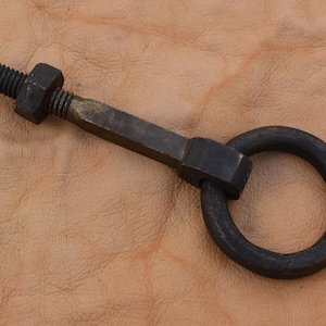 Vintage Heavy brass horse tie hitching post ring hand forged farm barn decor