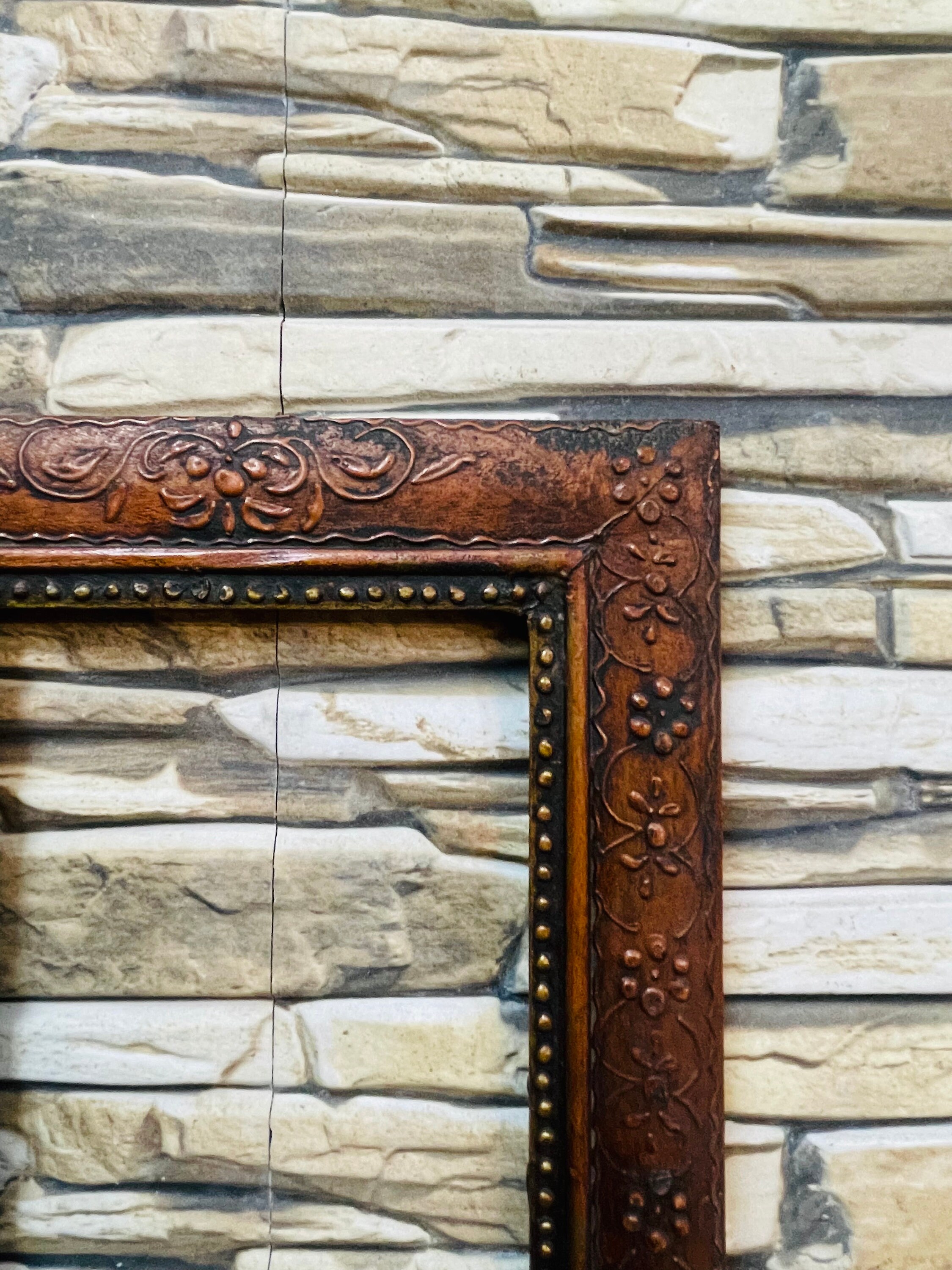 Antique Old Style Photo Frame Vintage Wood Hand Carved Picture Photo