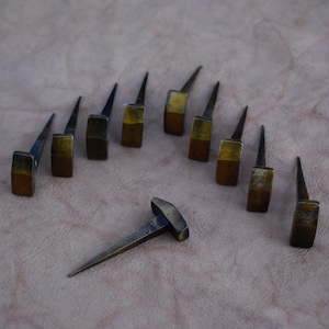 vintage hand forged Nails blacksmith brass polish Iron Furniture Nails 10 Pcs