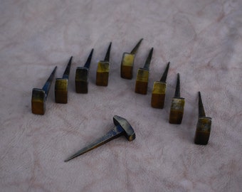 vintage hand forged Nails blacksmith brass polish Iron Furniture Nails 10 Pcs