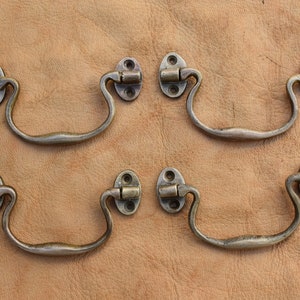 Cast Brass door gate Drawer Box handle vintage pull drop handle Hardware 4 pcs