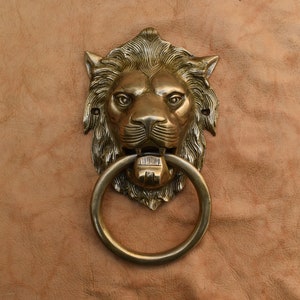 Vintage cast Brass lion face door knocker gate handle Pull door Hardware Decoration