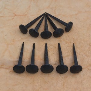Vintage blacksmith hand forged Nails wrought Iron solid Furniture Nails 10 Pcs