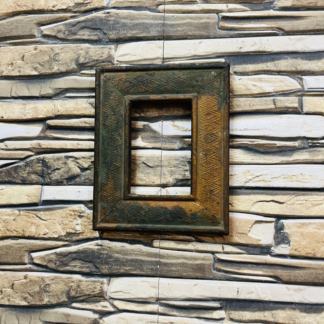 Antique Old Style Photo Frame Vintage Wood Frame With Embossed Copper