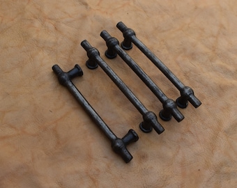 Conjunto de 4 puxadores vintage de ferro fundido para armários, puxadores rústicos para gavetas, ferragens para cômodas estilo fazenda, puxadores industriais para barras.