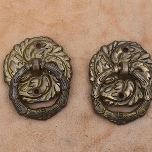 Vintage Messing Blumen Schubladenknauf Ziehgriff Küchenbeschläge Rustikale 2Stk