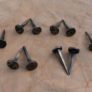 vintage hand forged Nails blacksmith wrought Iron solid Furniture Nails 10 Pcs