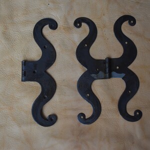 vintage iron door gate hinges handmade iron hinges head burn rusty hardware 2 pc