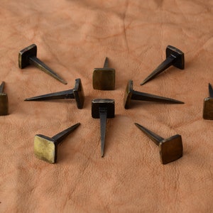 vintage hand forged Nails blacksmith Iron Brass Polish Furniture Nails 10 Pcs