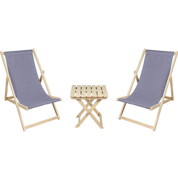 2 x Garden Beach Lounger avec table