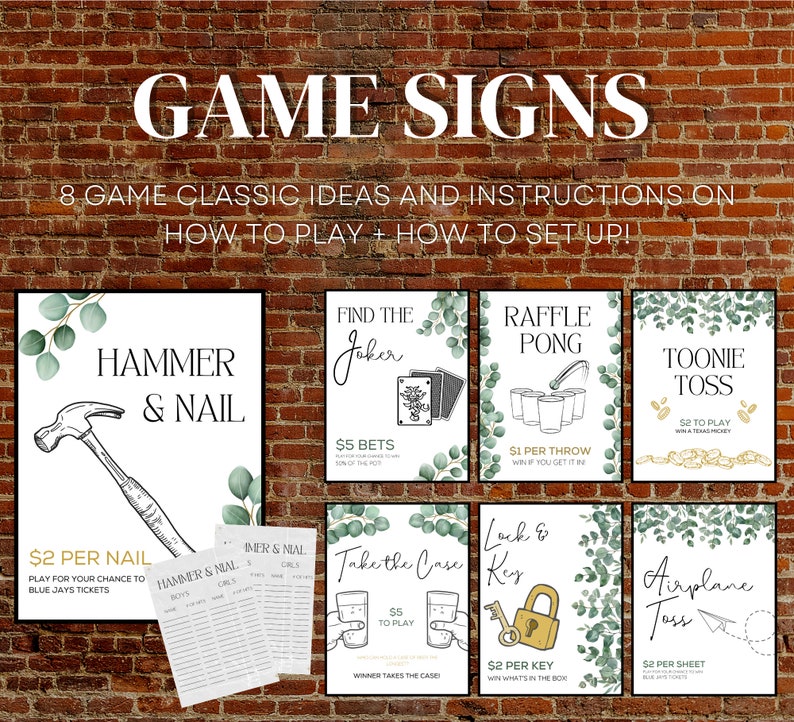 Jack and Jill Games Editable Sign Bundle Stag and Doe Wedding Event