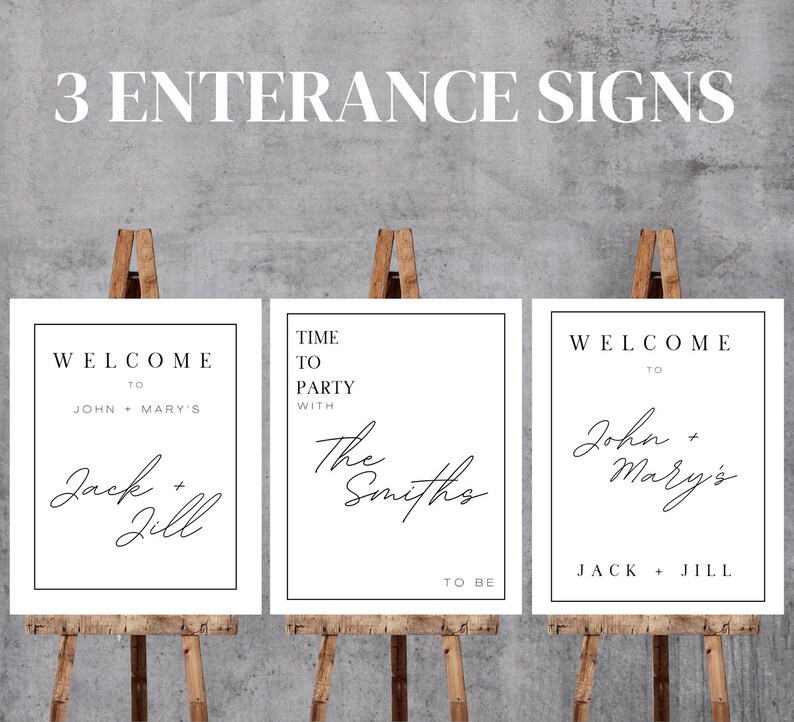 Jack and Jill Editable Sign Bundle Stag and Doe Wedding Signs White and Gold Theme Includes