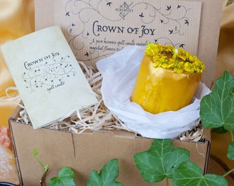 Golden Beeswax Crown of Joy Spell Candle | Joy, Liberation, Resilience and Happiness