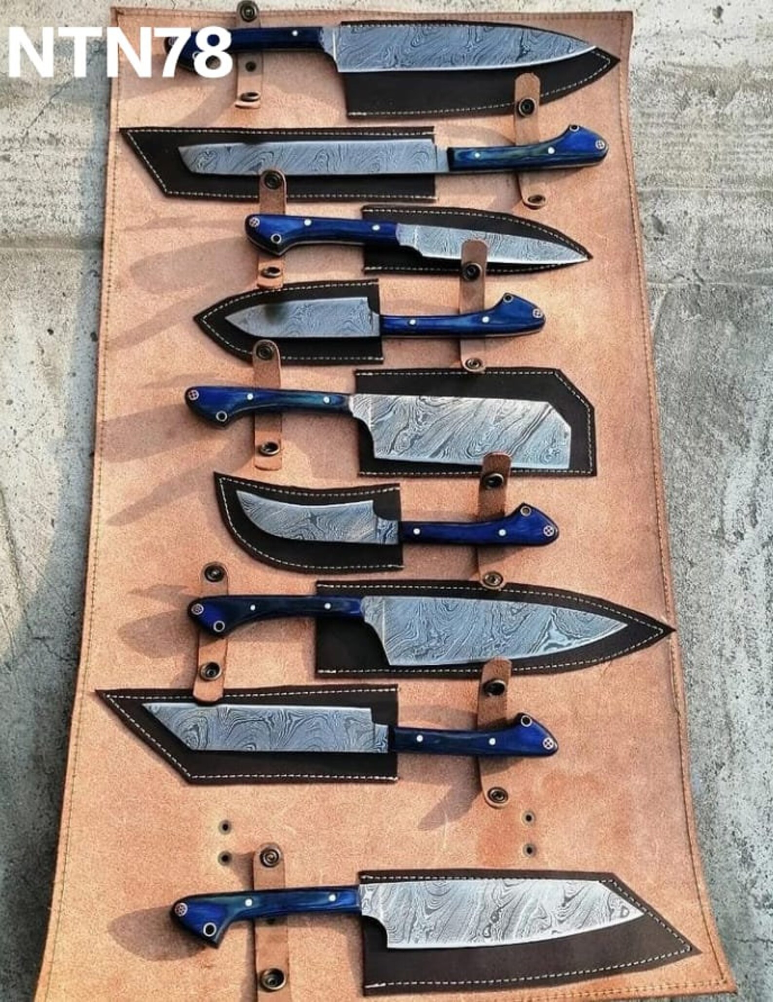 Hand Damascus Steel Chef Knife Set Kitchen Knives Etsy