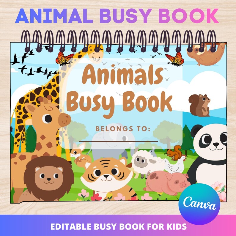 Editable Animal -themed Busy Book for Kids | Printable Preschool ...