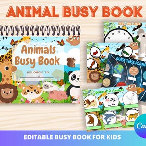 Editable Animal -Themed Busy Book for Kids | Printable Preschool Activities