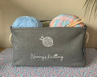 Nanny's Knitting | Knitting Basket | Personalised Knitting Basket | Knitting Bag | Mum's Knitting Basket  | Crochet Basket | Knitting Gift