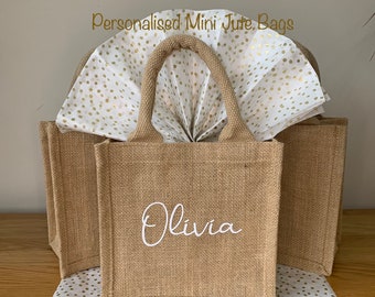 Personalised Jute Hen Party Gift Bag | Bridesmaid Gift Bag | Hen Party Bag | Personalised Bridesmaid Bag | Hen Party Mini Jute