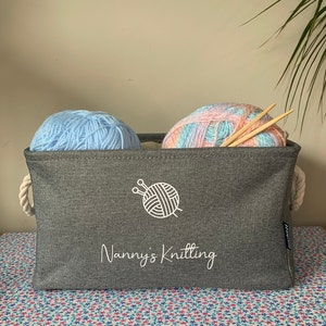 Nanny's Knitting Knitting Basket Personalised Knitting Basket Knitting Bag Mum's Knitting Basket Crochet Basket Knitting Gift image 5