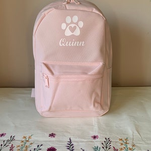 Personalised Dog Backpack Pet Backpack Dog Rucksack Puppy Gift Pet Storage Doggy Backpack Custom Dog Bag Pet Gift Dog Bag Pink Paw Design