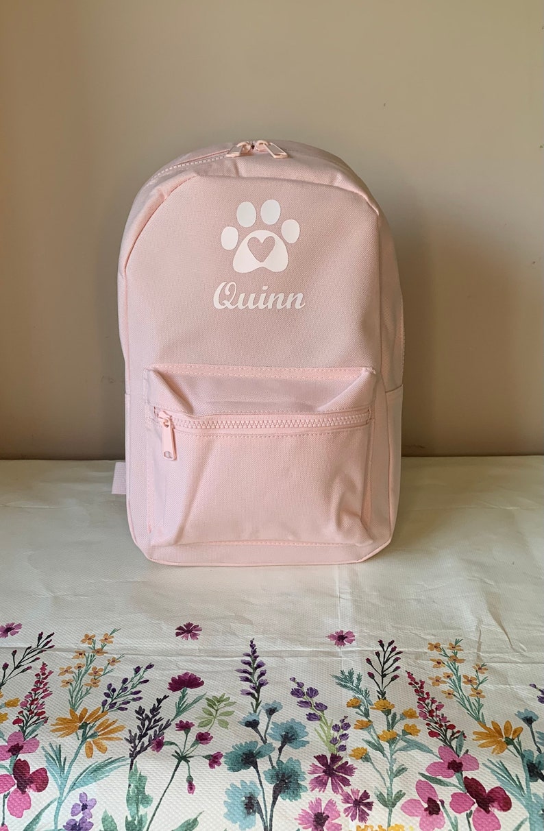 Personalised Dog Backpack Pet Backpack Dog Rucksack Puppy Gift Pet Storage Doggy Backpack Custom Dog Bag Pet Gift Dog Bag Pink Paw Design