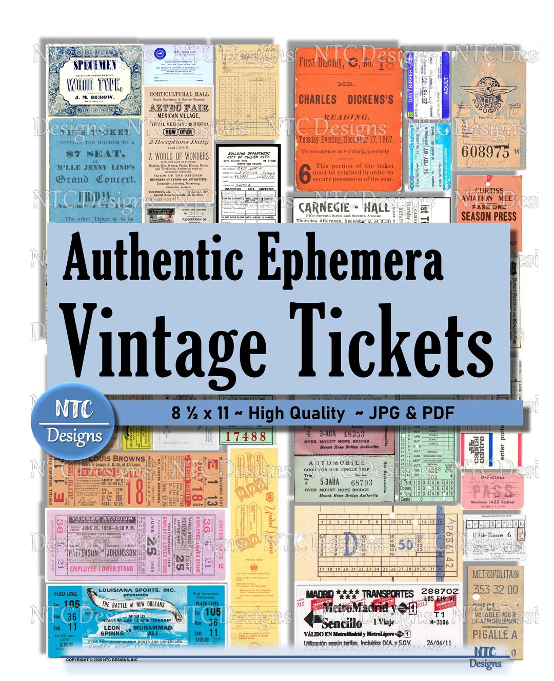 Ephemera Vintage Tickets-instant Digital Download Printables. Junk ...