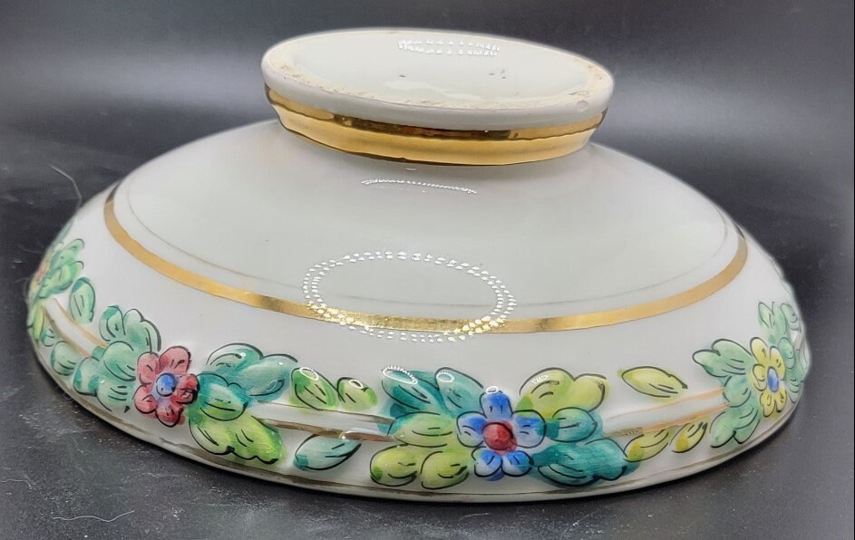 Vintage Italy Capodimonte Candy Dish With Lid Including a Cupid Finial