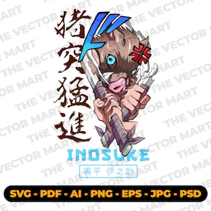 Inosuke Anime Vector Design / Demon Mask Manga Art (Descarga digital)