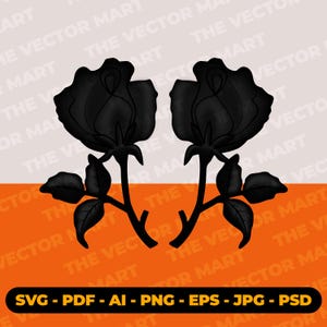 Diseño de tatuaje de rosa negra gótica (descarga digital)