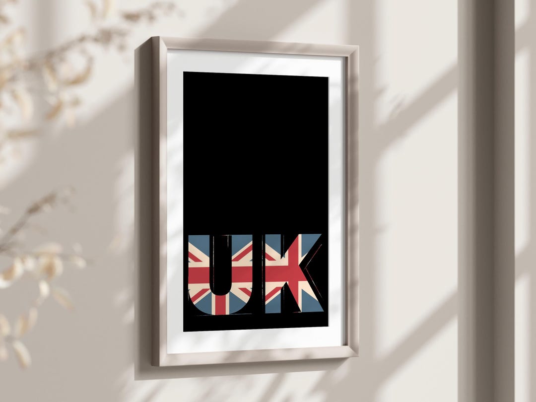 Patriotic English Wall Art, UK Union Jack Typography, United Kingdom ...