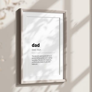 Dad Definition Print, Printable Art, Daddy Pops Papa Father Quote Sign, Dad Dictionary Meaning, Digital Download, Special Father’s Day Gift
