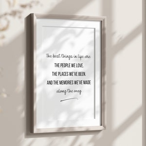 Las mejores cosas de la vida, citas familiares, arte imprimible, decoración de pared para la entrada, impresiones de cocina, obras de arte para la sala de estar, decoración tipográfica para el hogar y la oficina