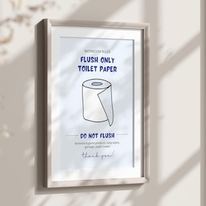 Flush Only Toilet Paper Printable Bathroom Sign, Many Sizes, Sensitive Plumbing, Do Not Flush Sanitary Items Print, Septic System Protection