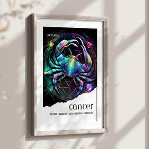 CANCER Poster, Zodiac Cancer Print, Crab Wall Decor, Digital Download Print, Large Printable Art, Cancer Zodiac Wall Art, Cancer Fantasy Art